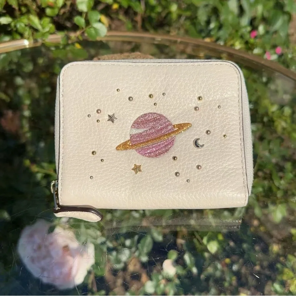 EUC COACH SMALL ZIP AROUND WALLET WITH SPACE MOTIFS (F29447)